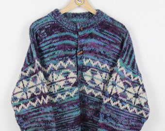 Vintage 80s Strickpullover Size L Strickjacke