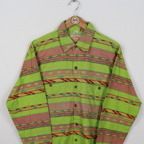 Vintage 90s Langarm Hemd Shirt Size M Buster Navajo Aztec aztekisch