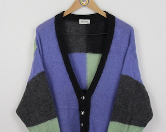 Vintage 80s Knit Sweater Size 2XL (women's size) March Cardigan Fluffy Fuzzy