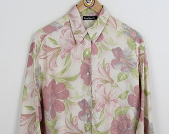 Vintage 90s Seidenbluse Size L (40, Damengröße) Cacharel langarm Seide Silk Bluse