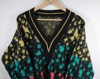 Vintage 80s Knitted Sweater Fluffy Fuzzy Size L (women&#39;s size)