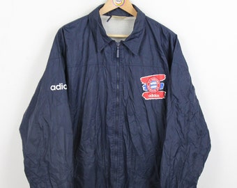 Vintage 90s Regenjacke L Bayern München Adidas Windbreaker