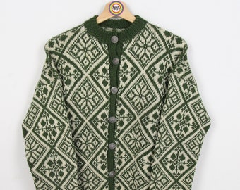 Suéter de punto vintage de los años 80 talla M-L (talla de mujer) cárdigan tejido a mano