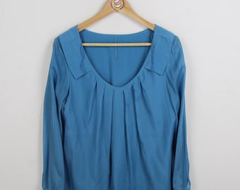 Vintage 90s Seidenbluse Size M-L (38, Damengröße) langarm Seide Silk Bluse