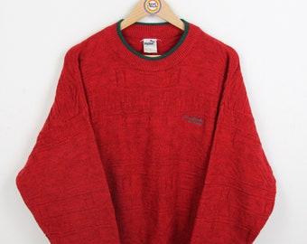 Vintage 80s Puma Strickpullover Size M-L Sweater Sweatshirt Alpaka