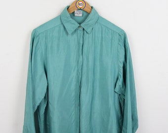 Vintage 90s Seidenbluse Size M-L C&A (42, Damengröße) langarm Seide Silk Bluse