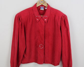 Vintage 90s Yessica Seidenbluse Size L (40, Damengröße) langarm Seide Silk Bluse