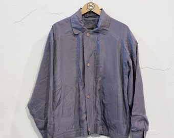 Vintage 90s Silk Jacket Silk Blouson L 54 - Etsy