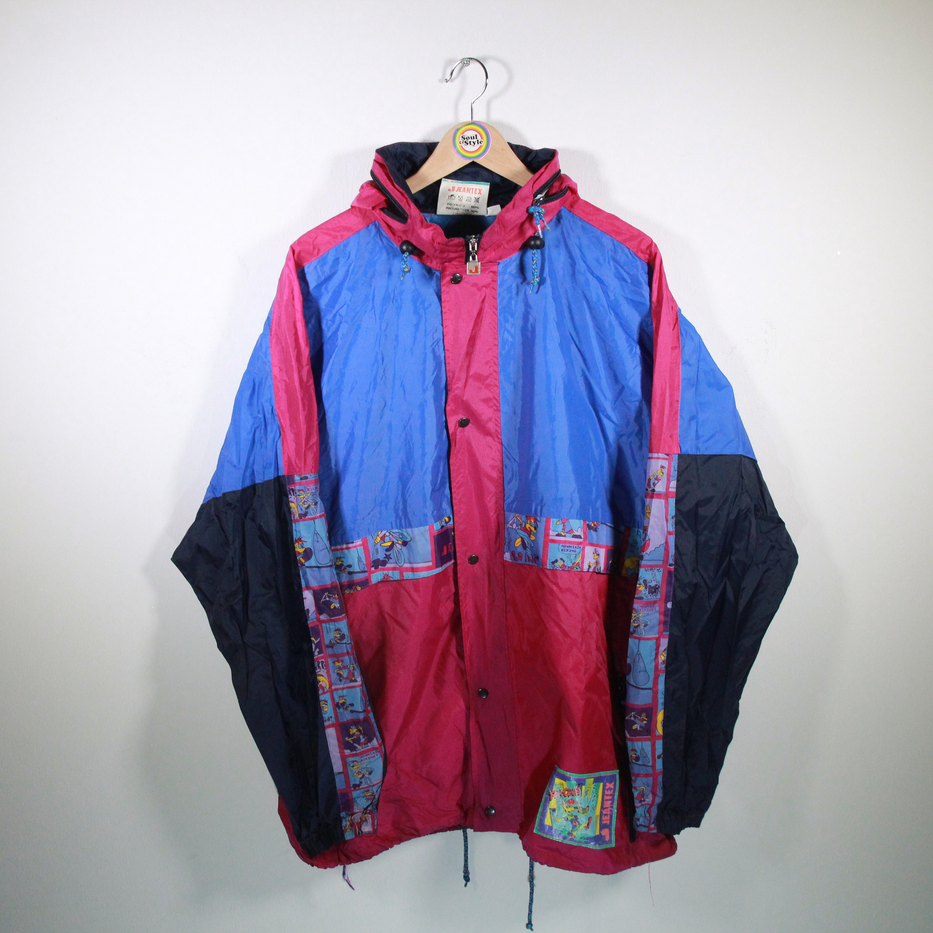 Vintage 90s Rain Jacket L-XL Jeantex Windbreaker - Etsy Israel