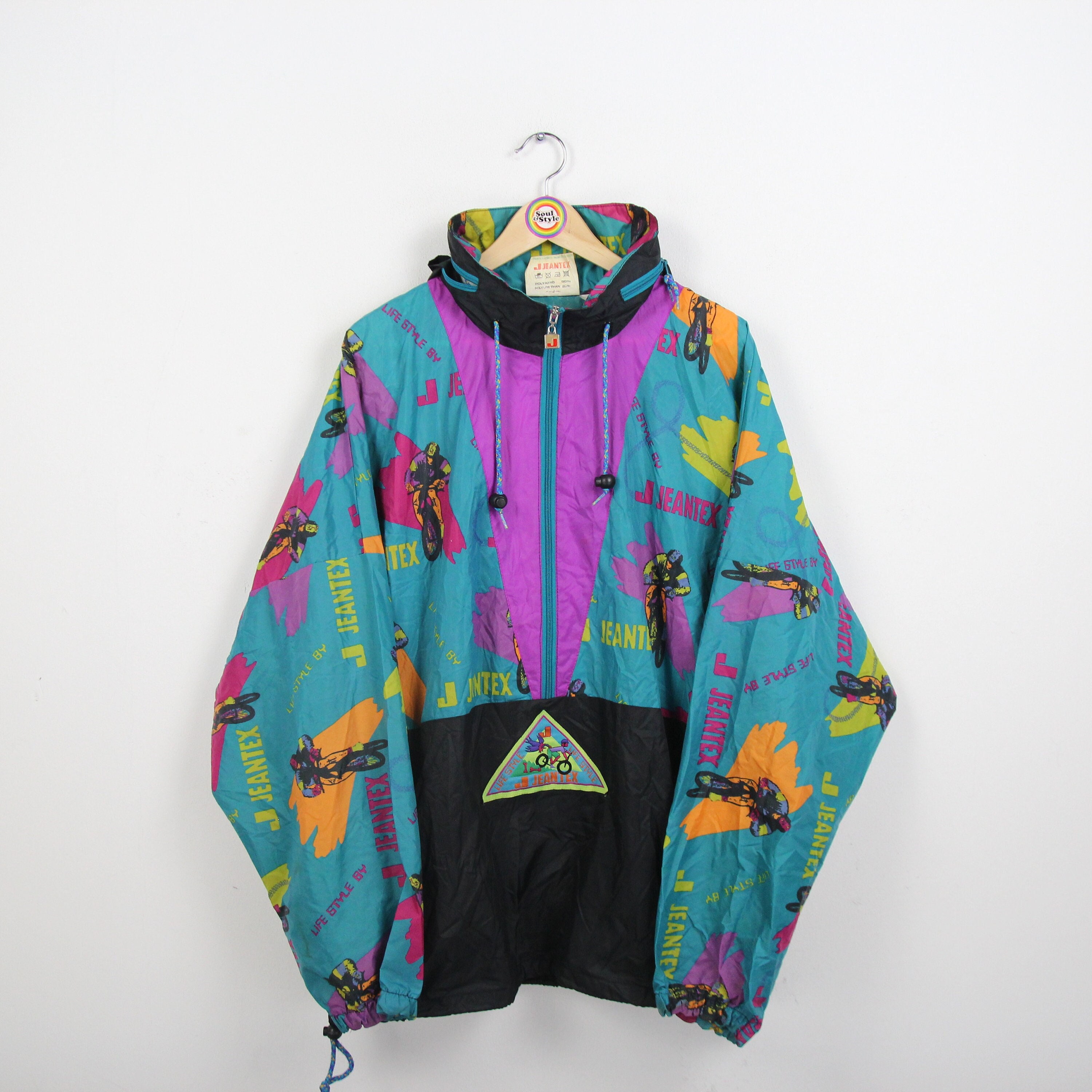 Vintage 90s Jeantex Rain Jacket L Slip Jacket Windbreaker - Etsy