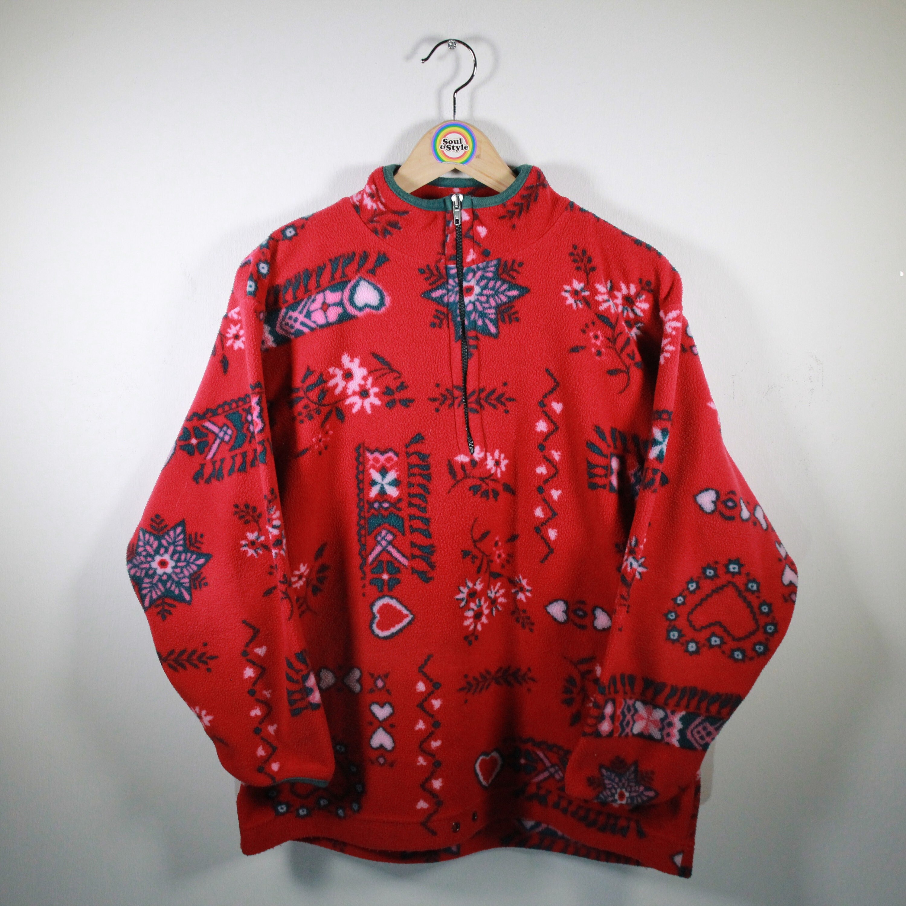 Vintage 90s Fleece Sweater Size S 