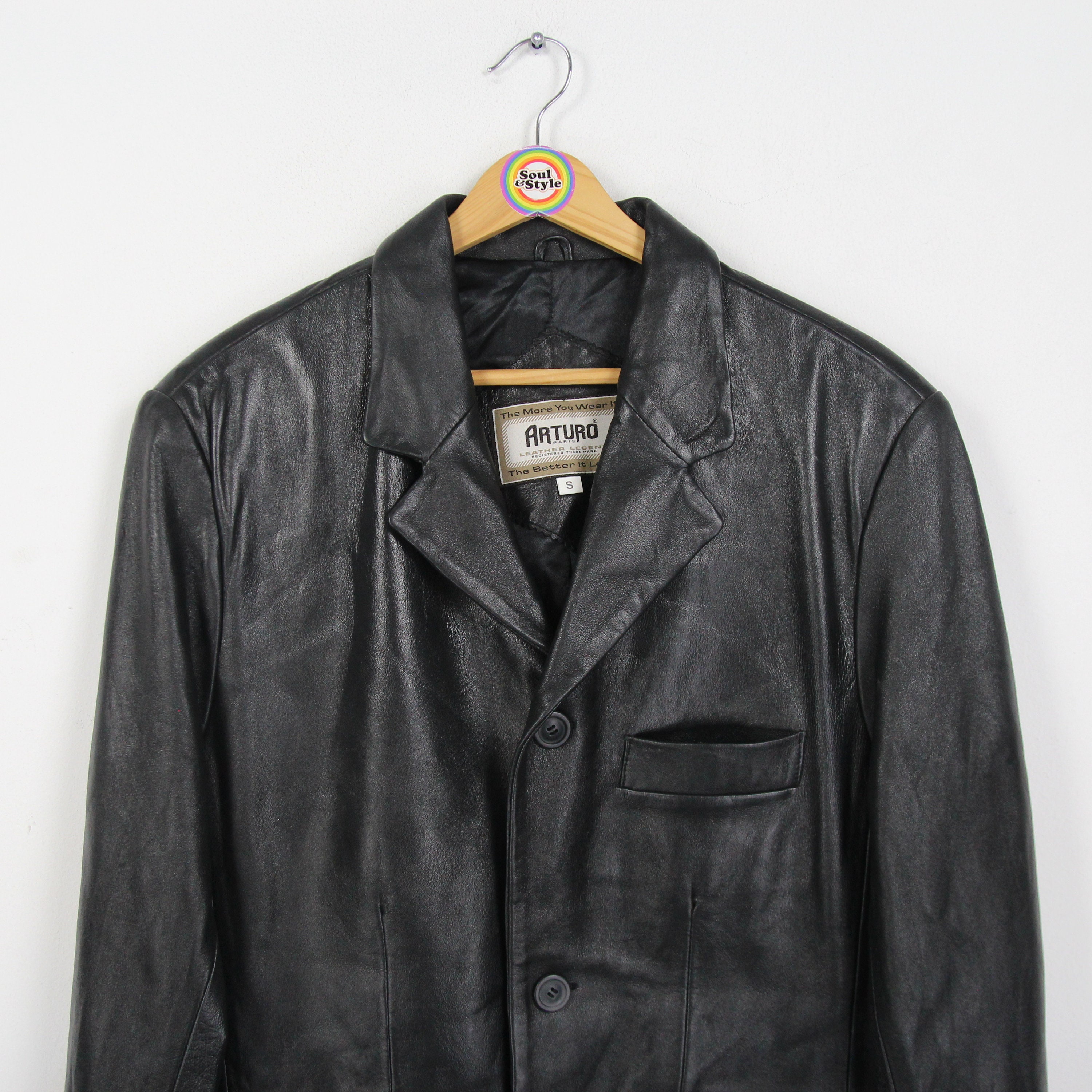 Vintage 80s 90s Arturo Leather Coat Size S - Etsy