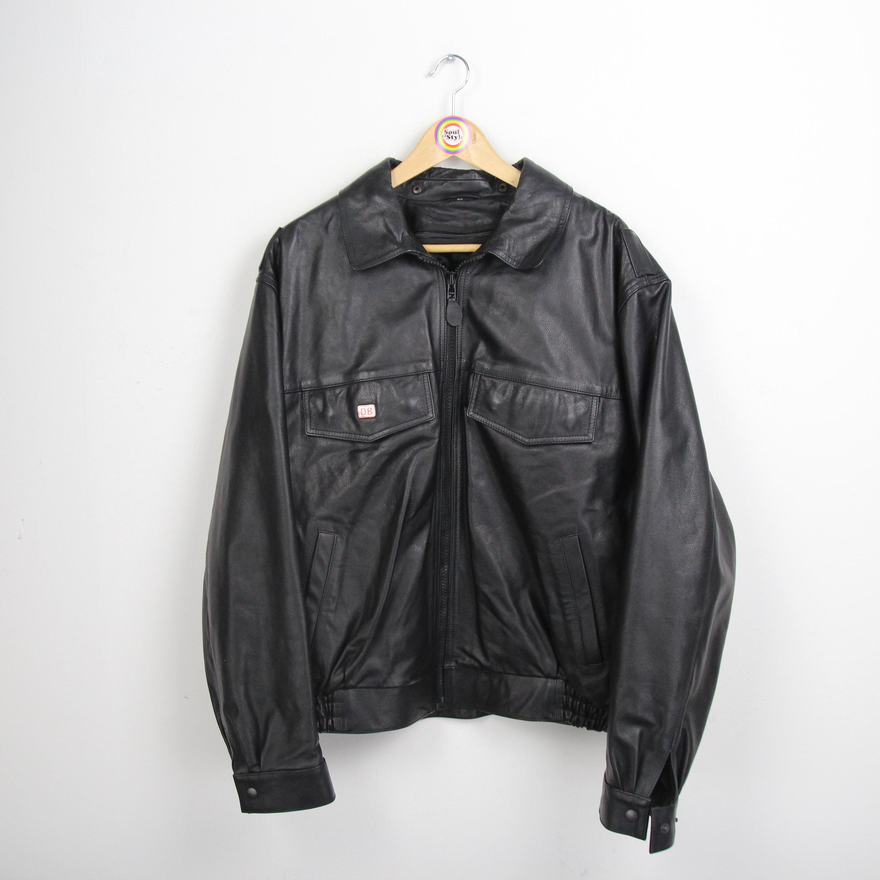 Vintage 80s 90s Deutsche Bahn Leather Jacket Leather Bomber