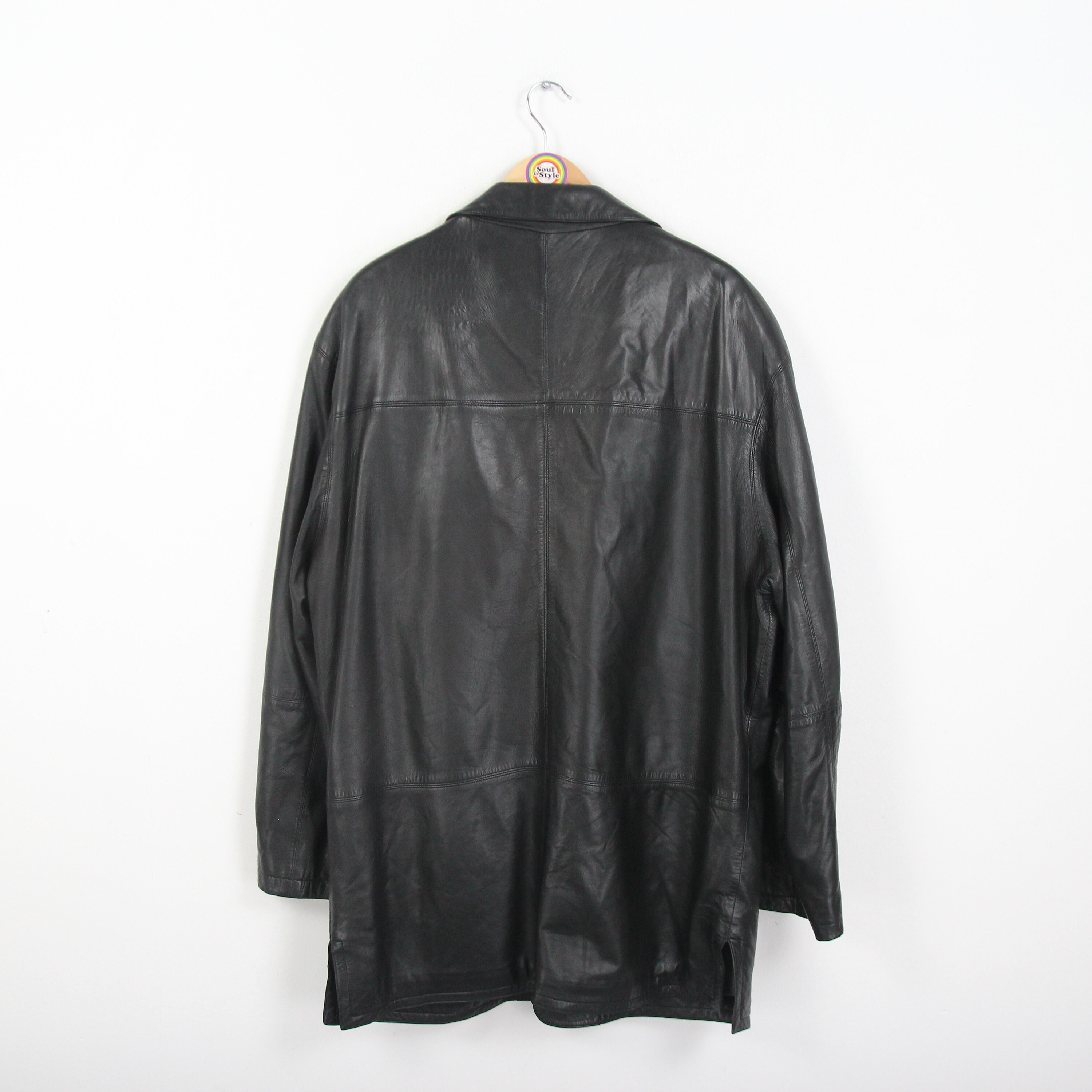 ジャケット・アウター 80s 90s Euro vintage black cashgora coat Vintage 80s 90s Atwardson Leather Coat Size L-XL - Etsy