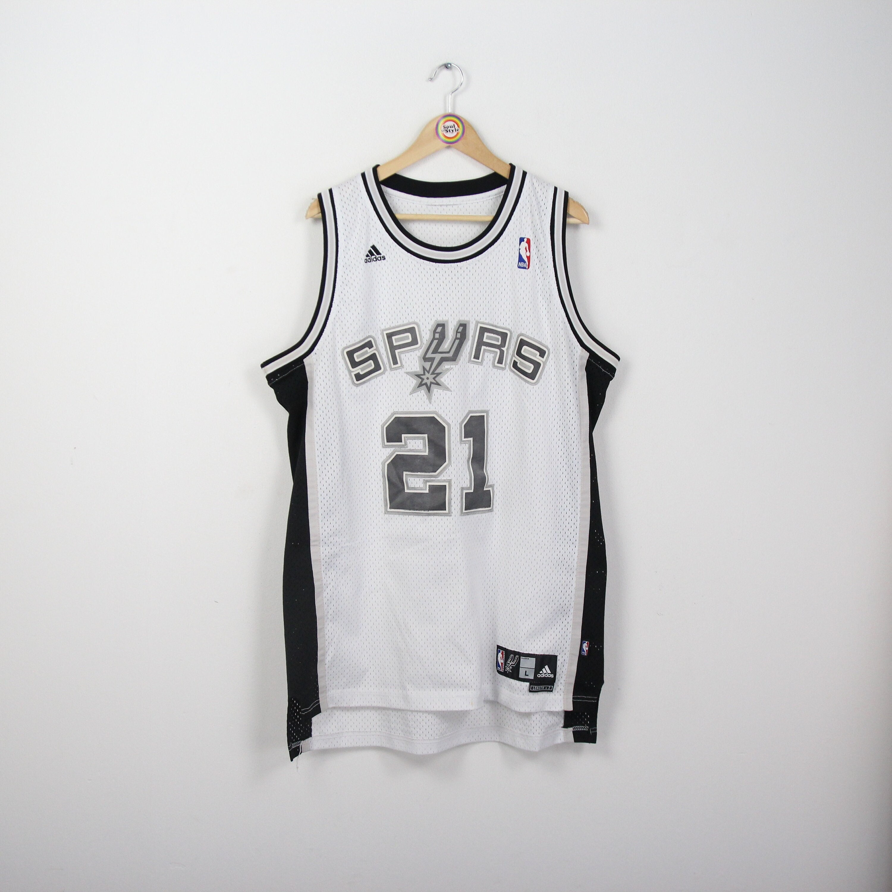 Adidas NBA San Antonio Spurs Jersey #20 Manu Ginobili sz M white brown  LIMITED