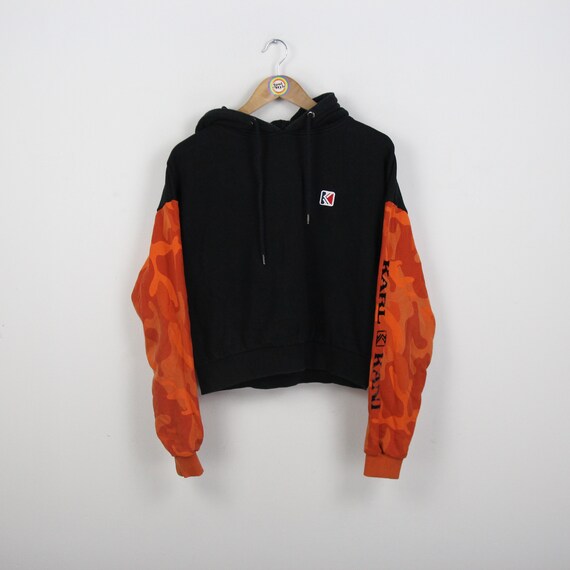 Orange Karl logo sweatshirt in black