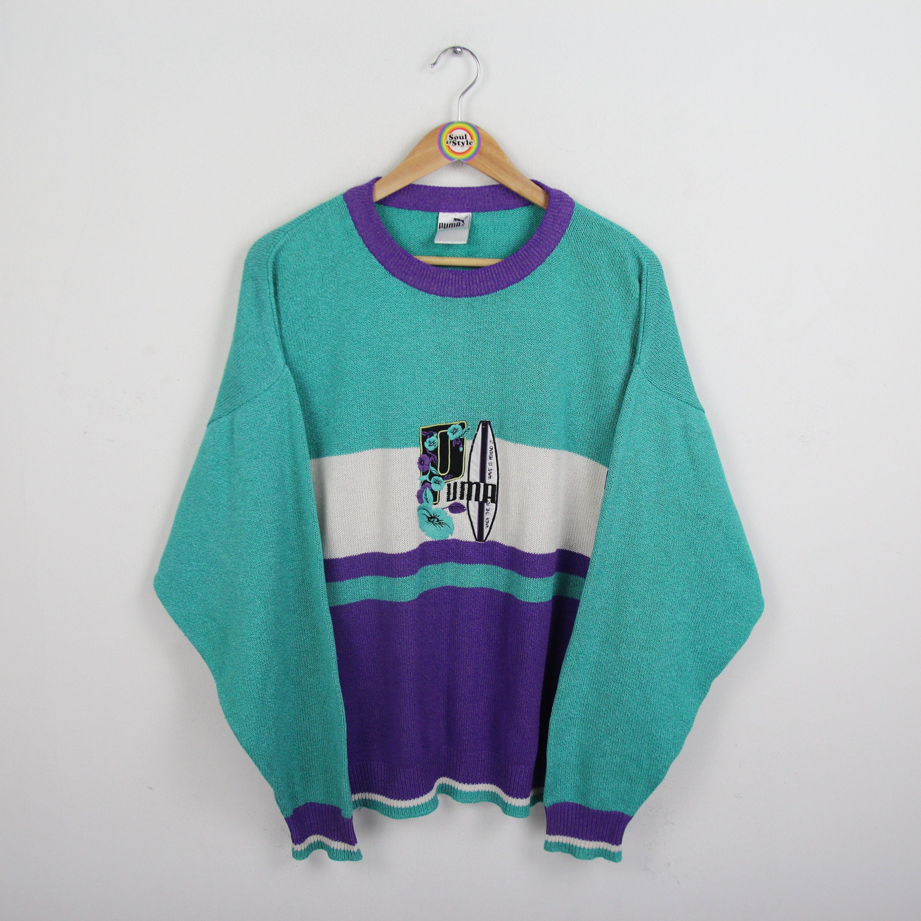 Vintage Puma Sweatshirt 80s Knitted Sweater Size M - Etsy