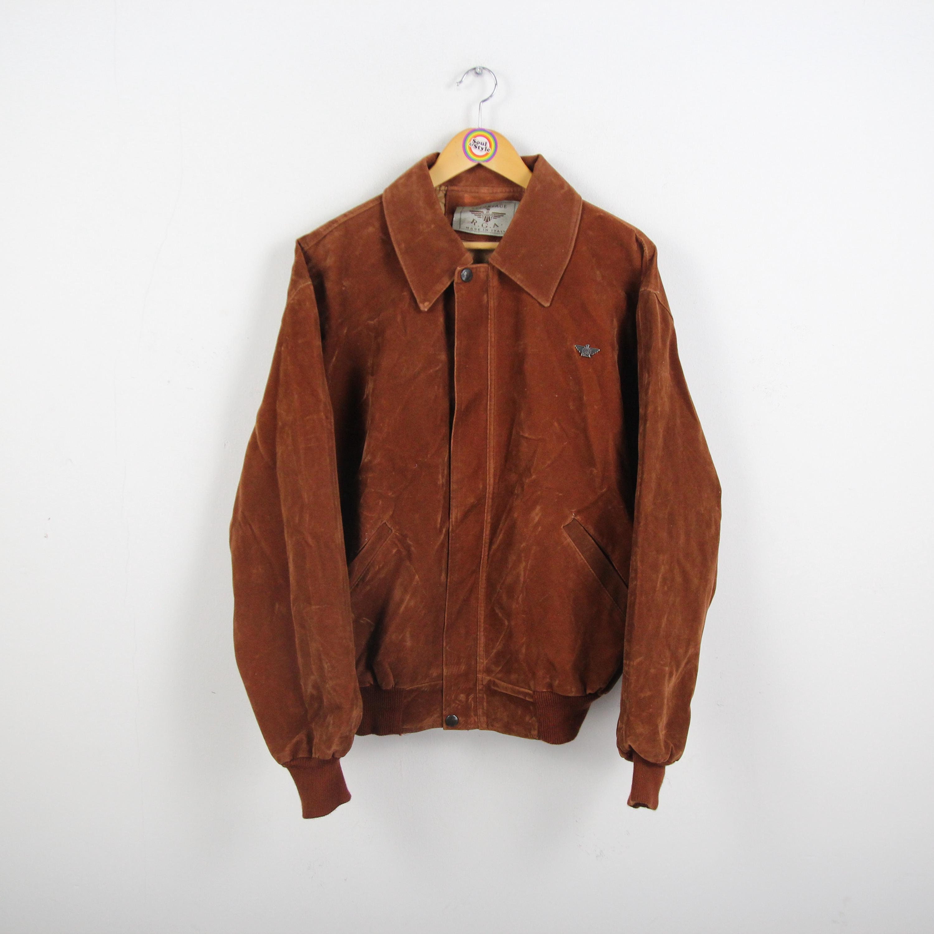 ジャケット・アウター 80s 90s ITALY wide suede leather jacket Vintage 80s 90s Velor Jacket Size L R.G.A. Reportage - Etsy