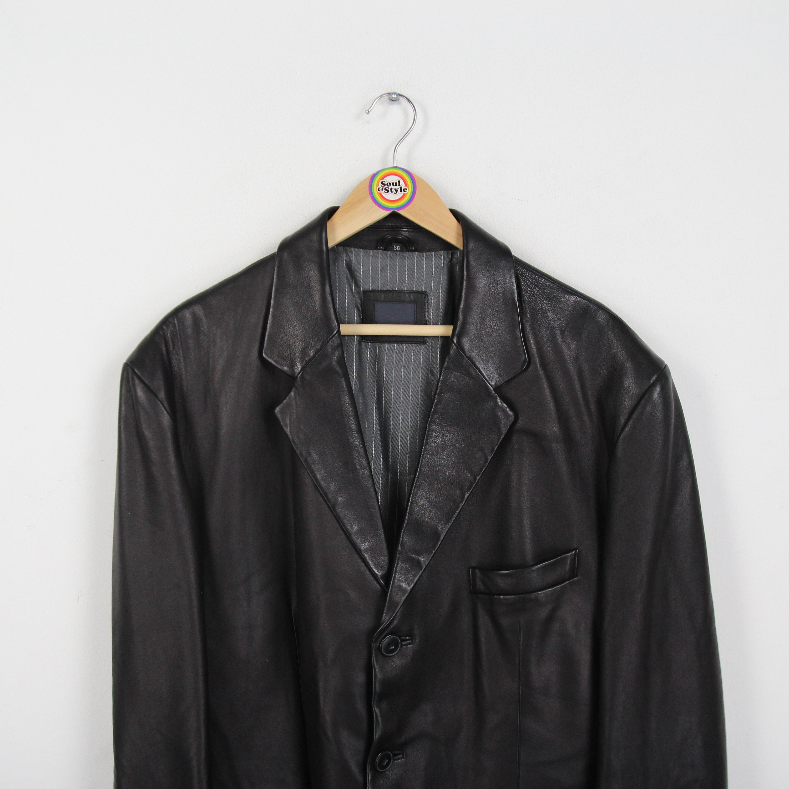 Vintage 80s 90s Jake's Leather Coat Size XL (56) Jakes - Etsy Norway