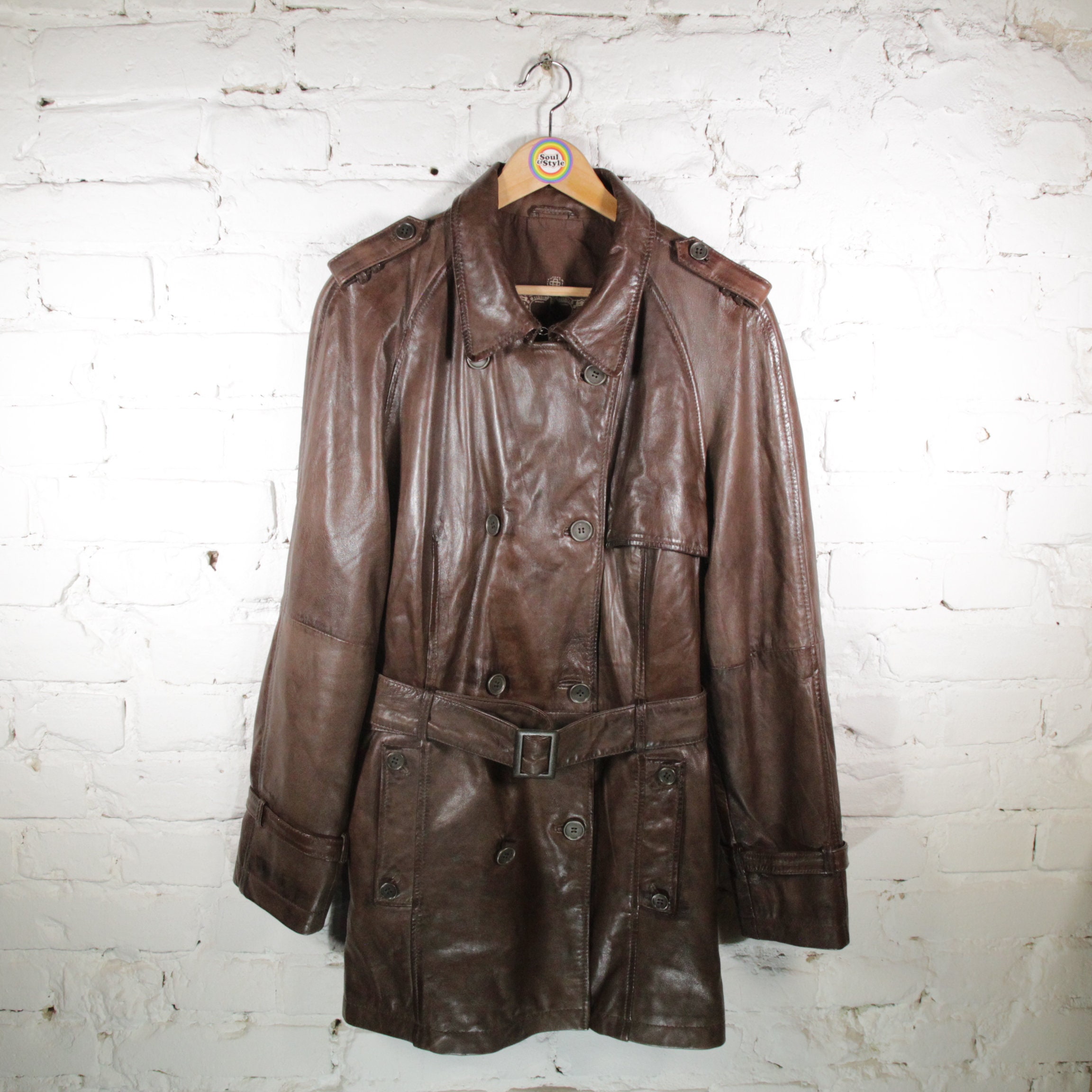 Vintage 80s 90s Leather Coat Size M women's Size - Etsy