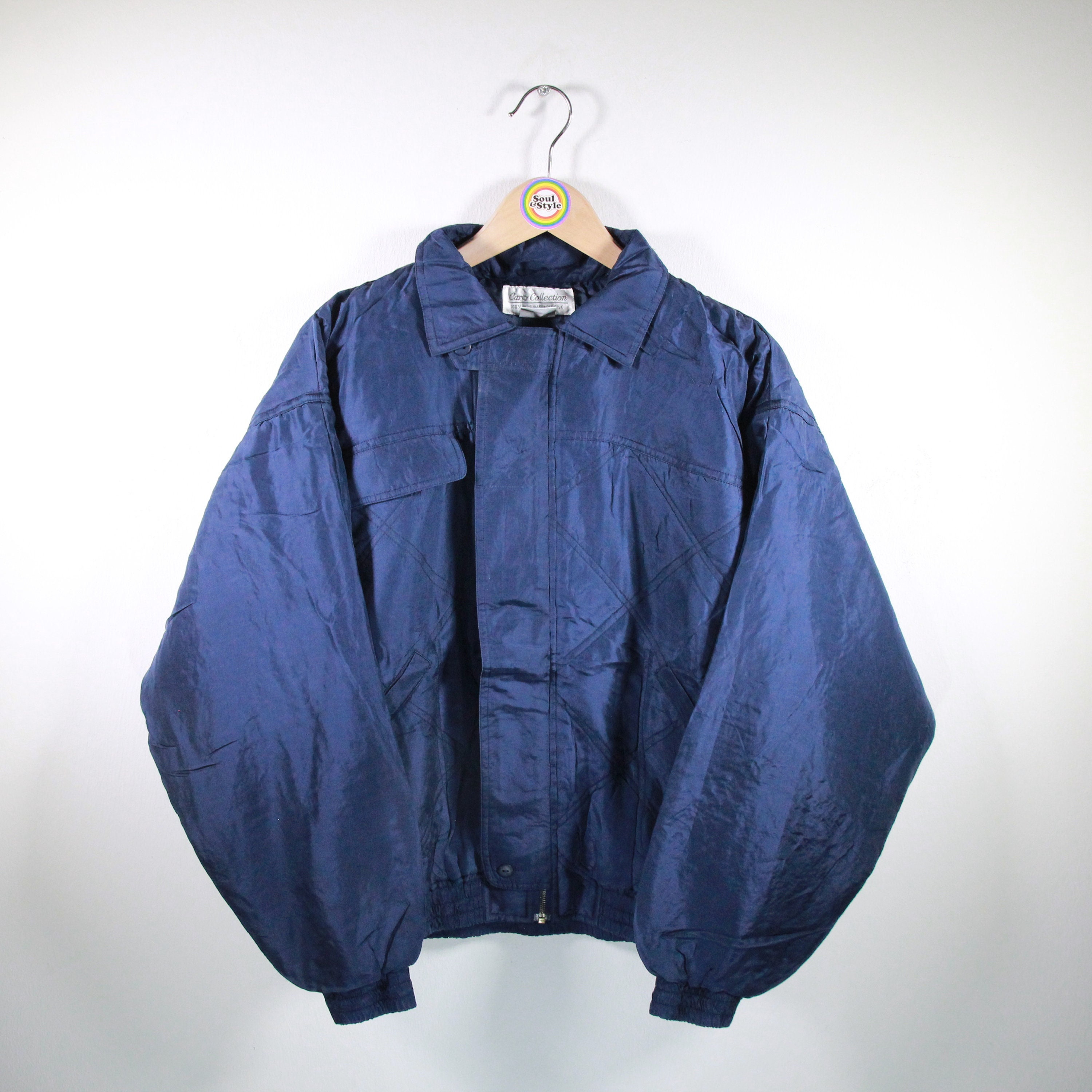 ジャケット・アウター [SullneArchives] 90s Wool Mode Blouson 90s Chanel Navy Wool Jacket | XS - Lucky Vintage
