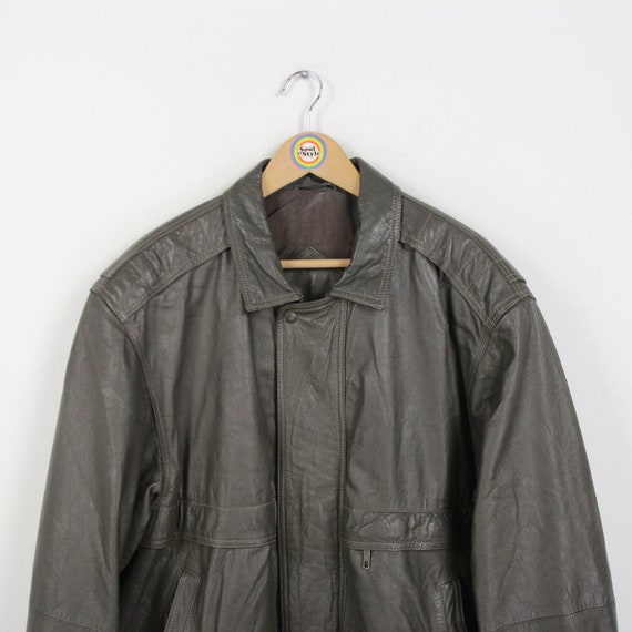 Vintage 80s 90s Leather Jacket Leather Bomber Size XL Made in West 