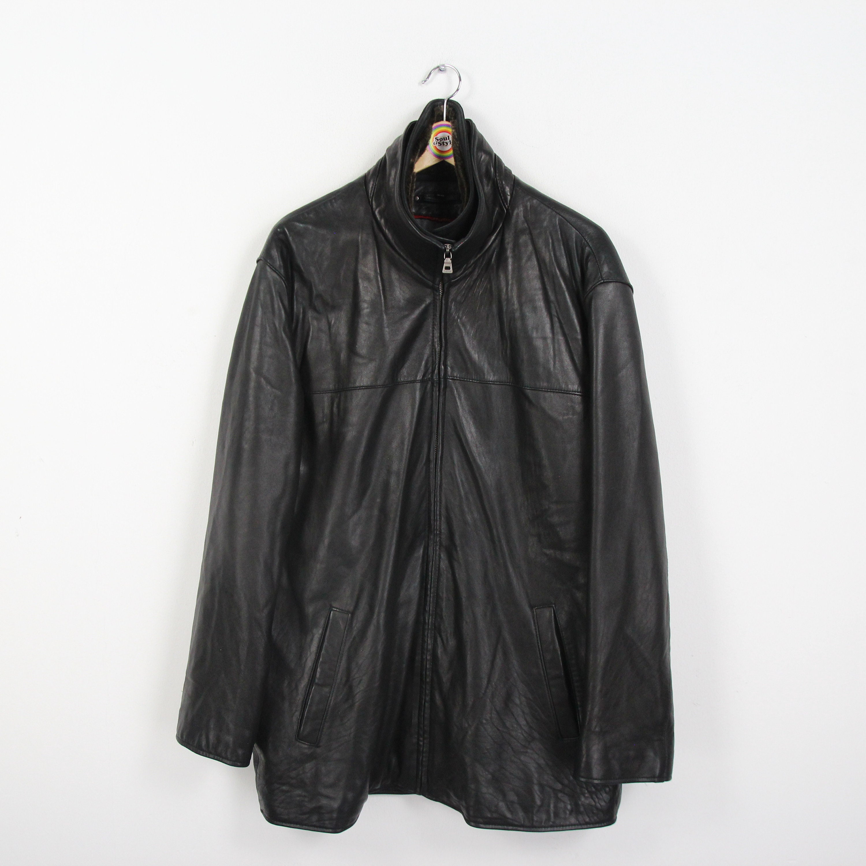 ジャケット・アウター 90s- LONGHI wool&lether half coat Vintage 80s 90s Leather Jacket Coat Size L (women's Size 42