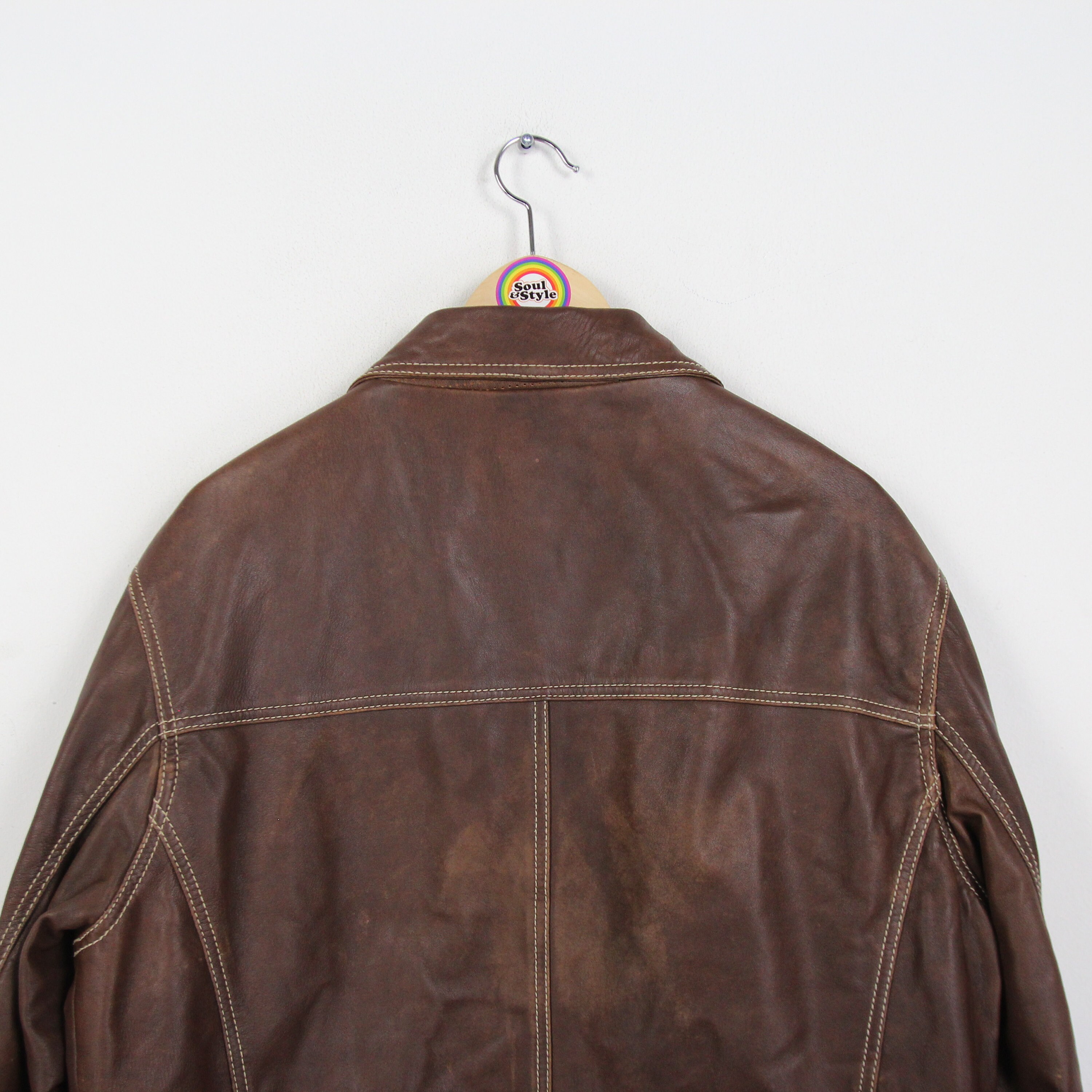 Vintage 80s 90s DNR Leather Jacket Size L XL 54