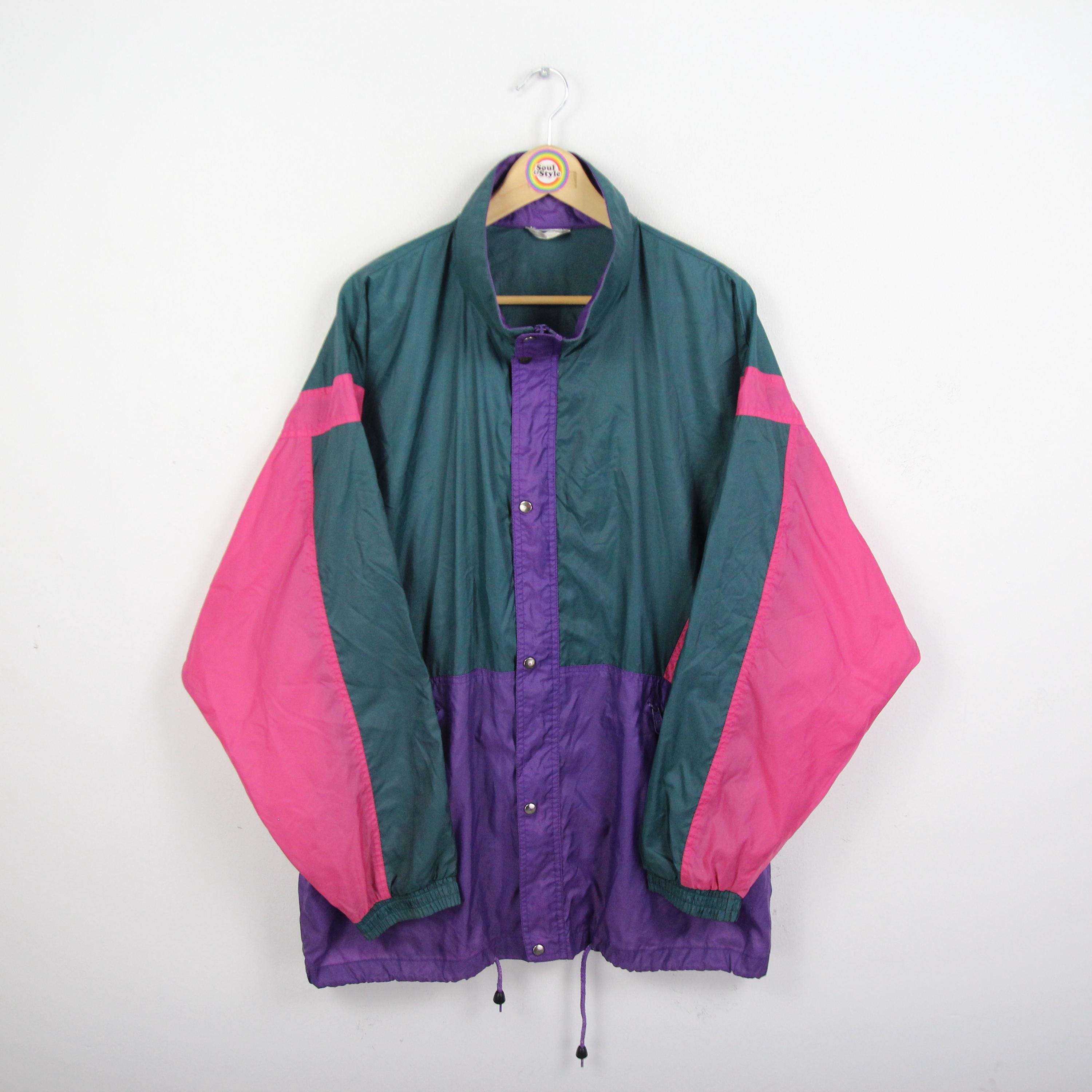 Vintage 90s Rain Jacket L Windbreaker - Etsy