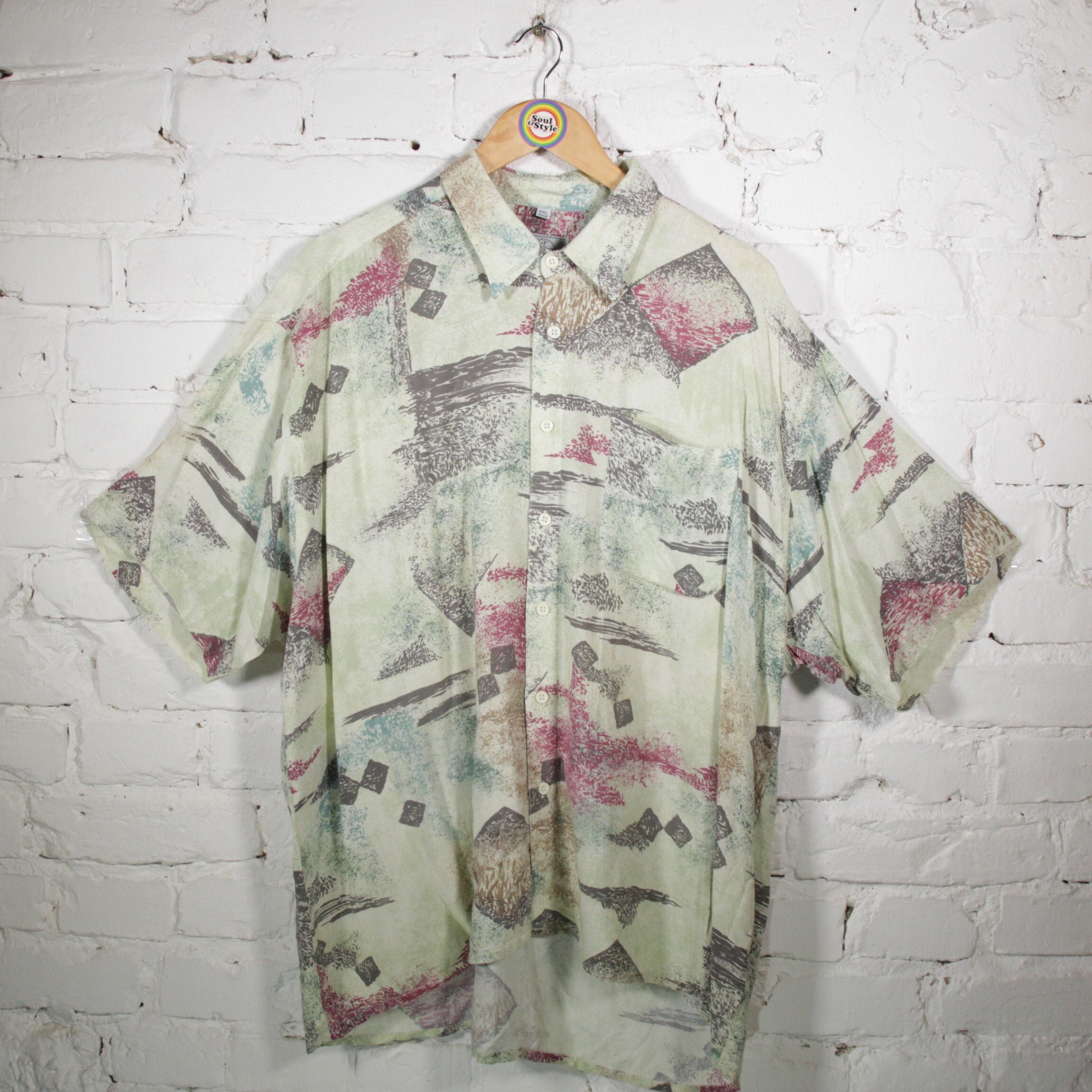 Vintage Short-sleeved Viscose Shirt 90s Size 2XL 45/46 Mauro | Etsy