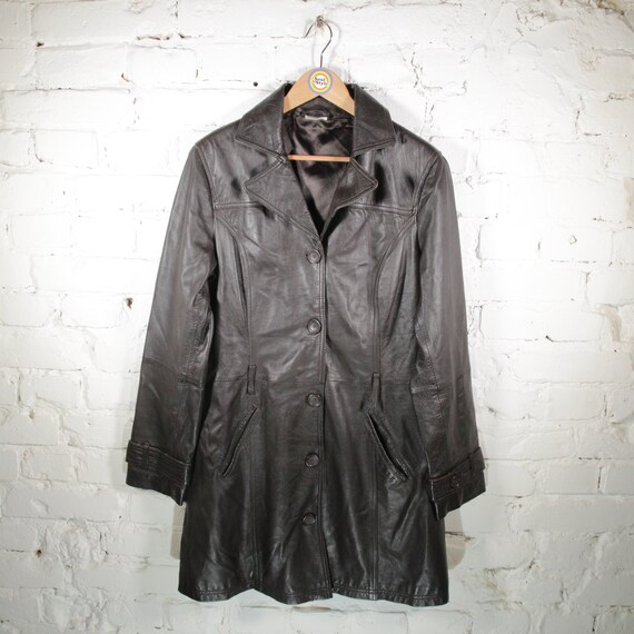Vintage 80s 90s Leather Jacket Coat Size L (women's Size 42 Vintage 80s 90s Leather Jacket Coat Size L (women's Size 42