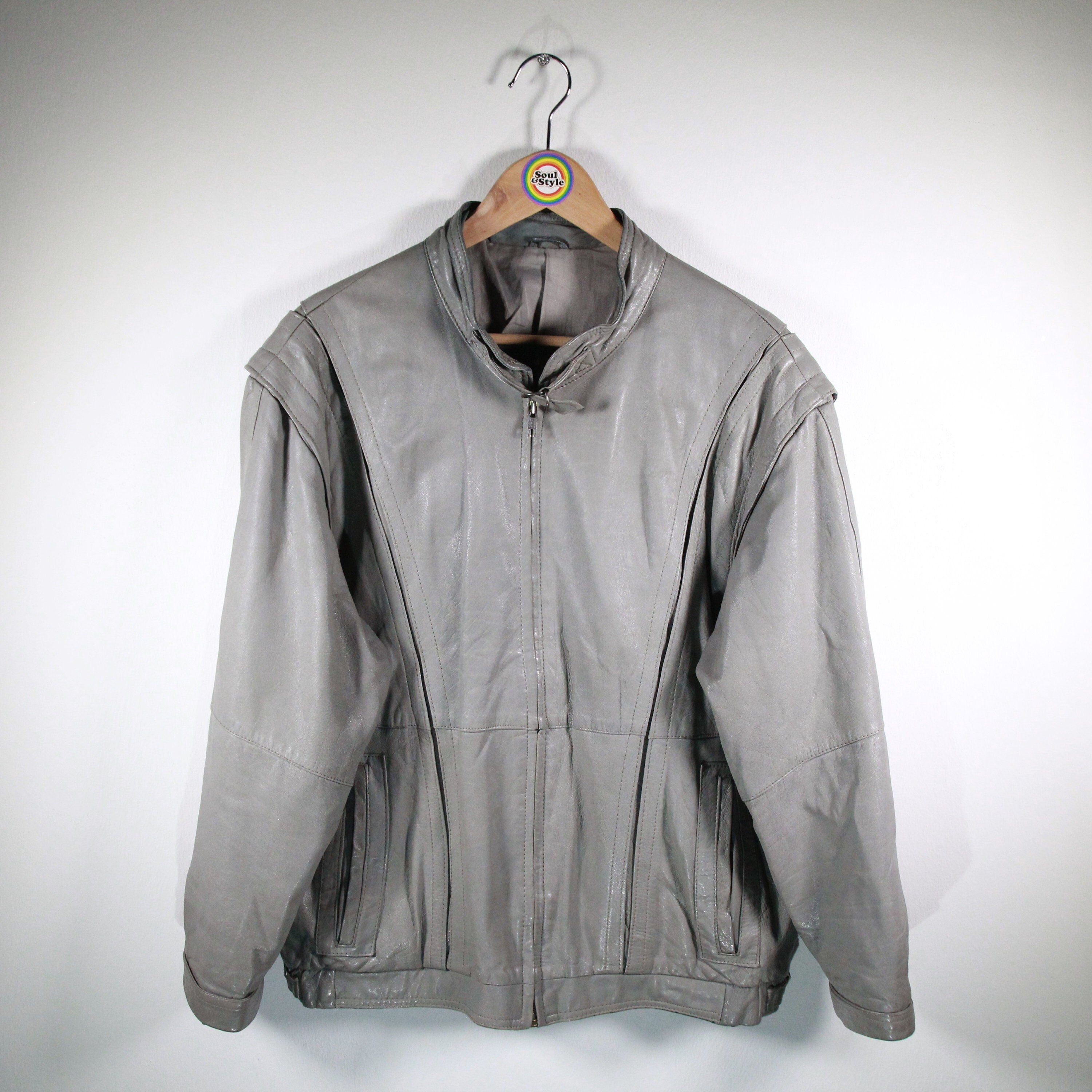 Vintage 80s 90s Leather Jacket Size S (48)