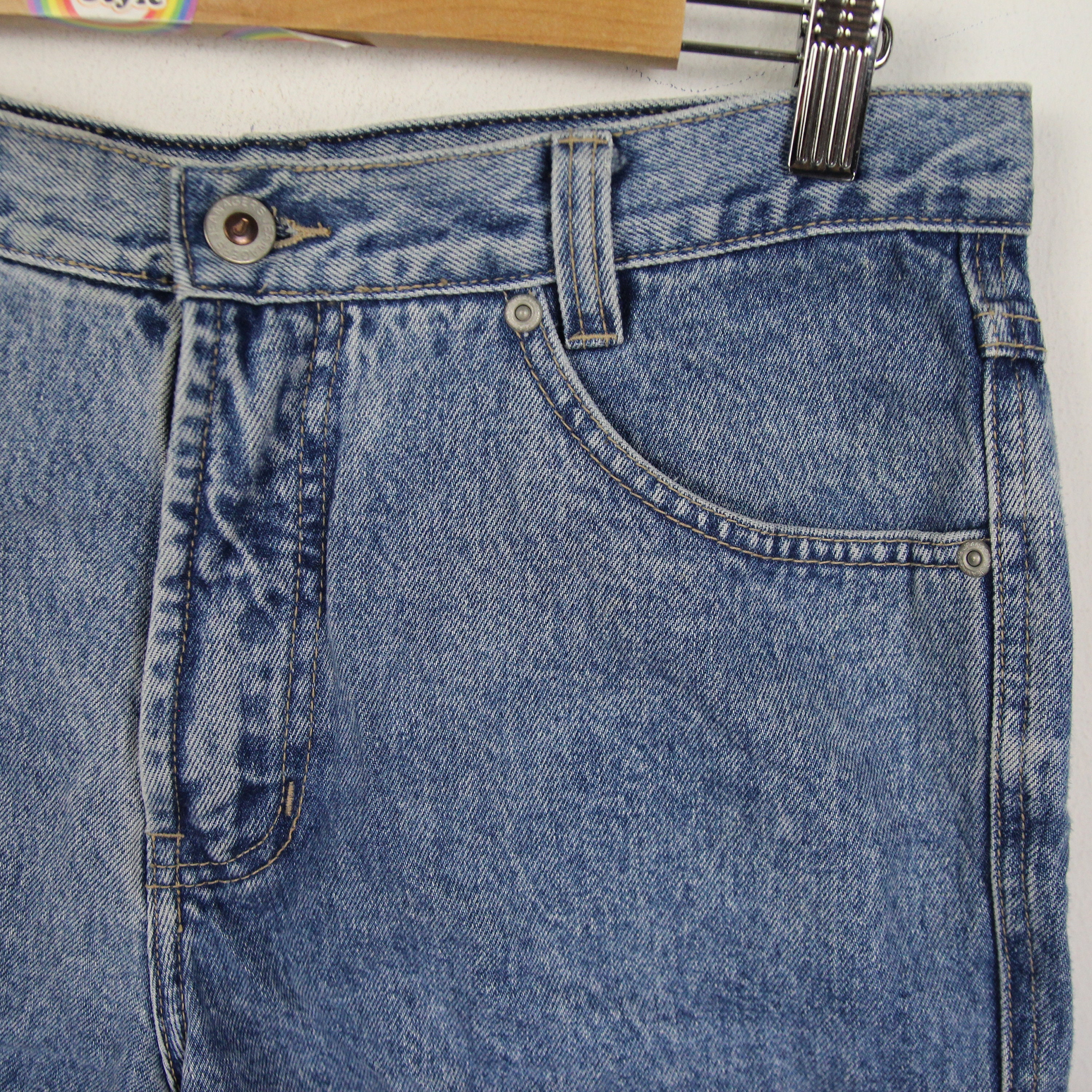 ★ POSZER★ Vintage Washed Denim Pants Blue 251VWDPT040 Washed Blue Denim Pant – voglio.us