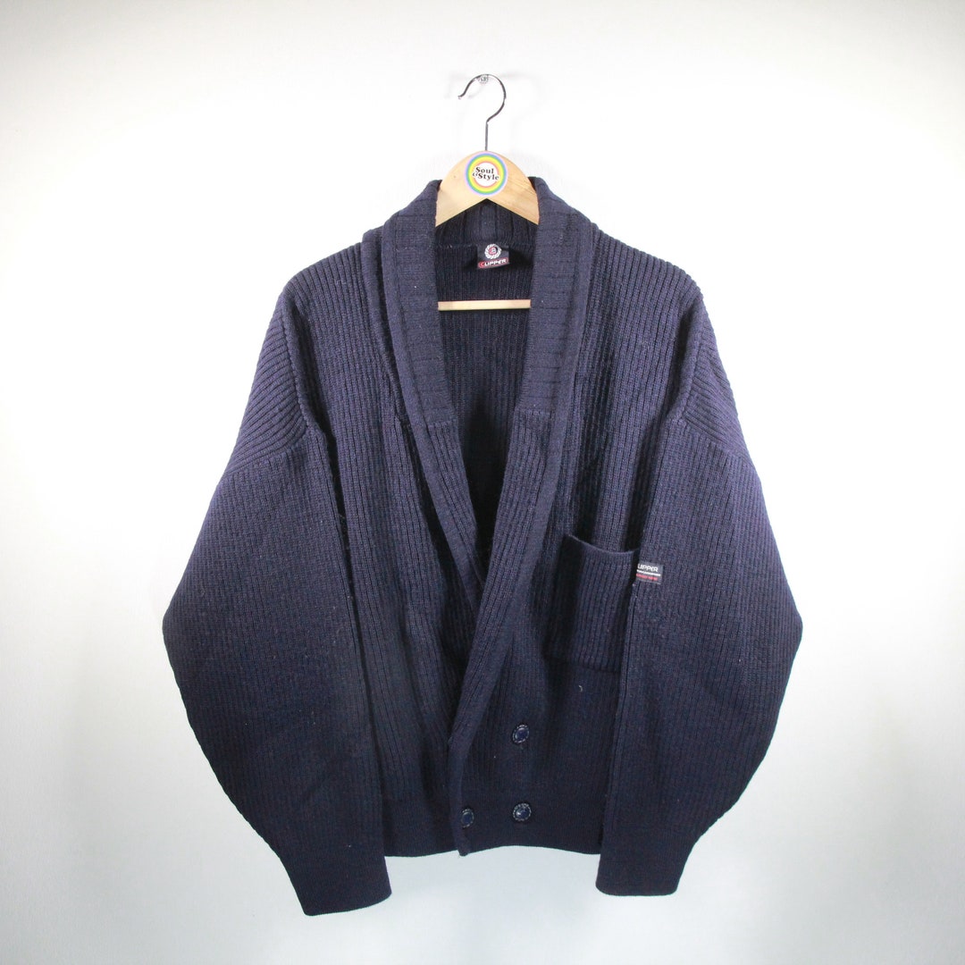 Vintage 80s Knitted Sweater Cardigan Size M-L Clipper