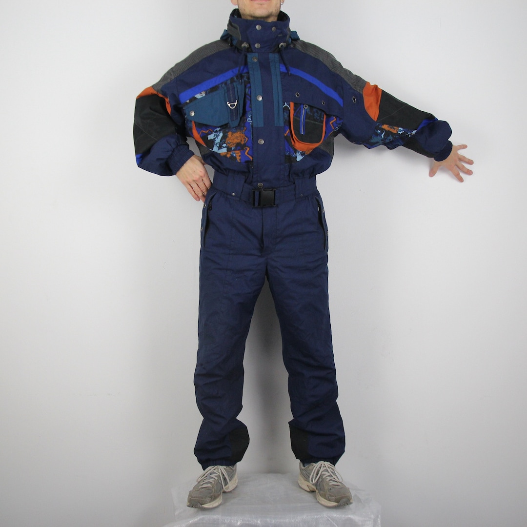 Combinaison de ski vintage rouge et grise - Sport & Plein air