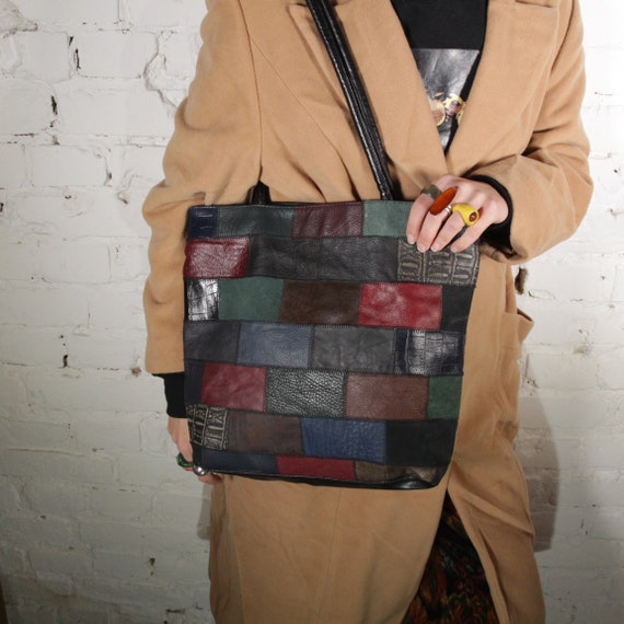 Vintage Patchwork Leather Imitation Handbag Purse