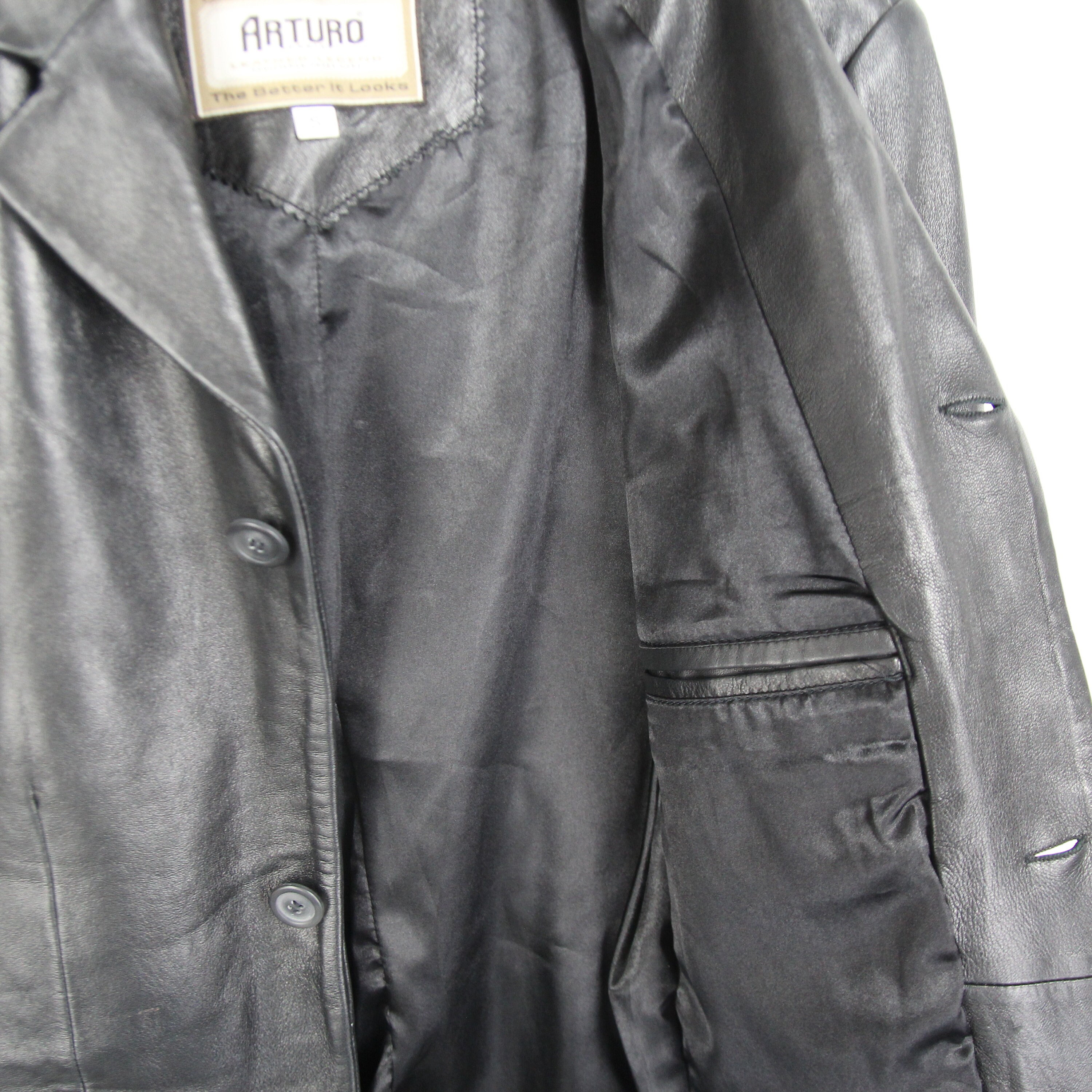 Vintage 80s 90s Arturo Leather Coat Size S - Etsy Vintage 80s 90s Arturo Leather Coat Size S - Etsy