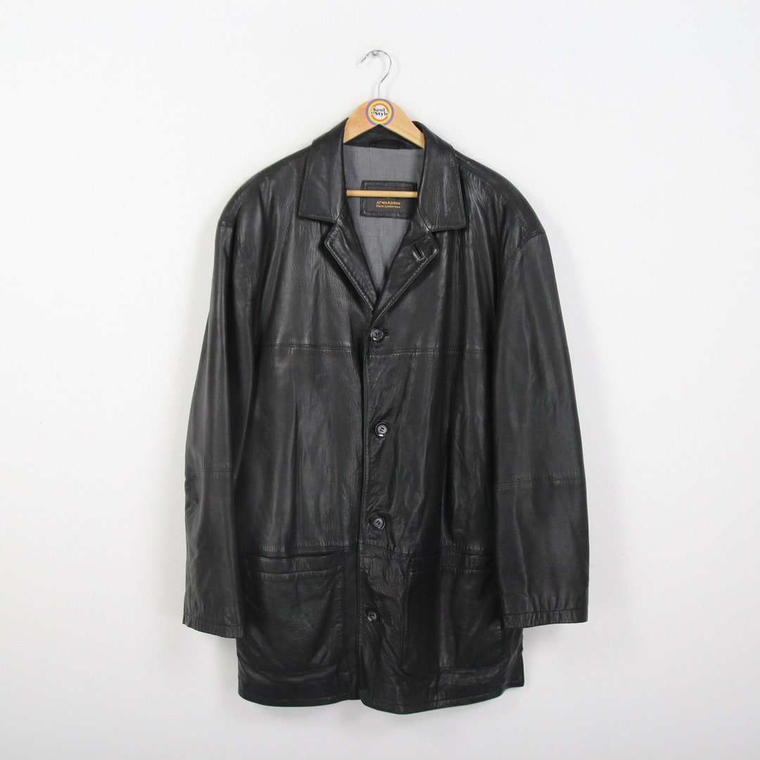 Vintage 80s 90s Sor Sør Leather Coat Size 2XL - Etsy