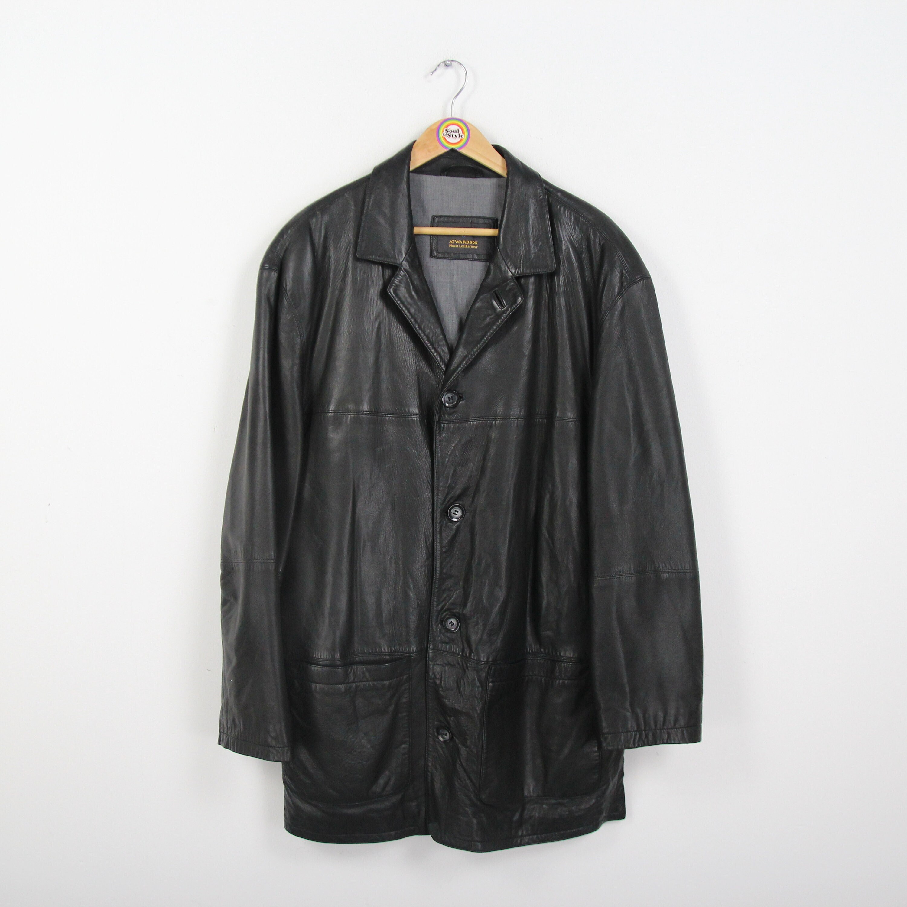 Vintage 80s 90s Sor Sør Leather Coat Size 2XL - Etsy