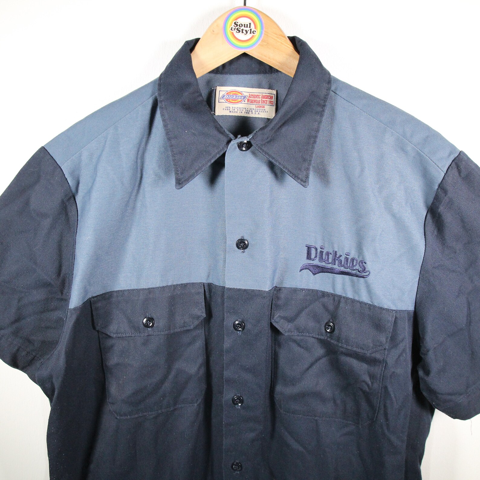 Vintage kurzarm Hemd Workwear 90s Size L Dickies Made in USA Etsy