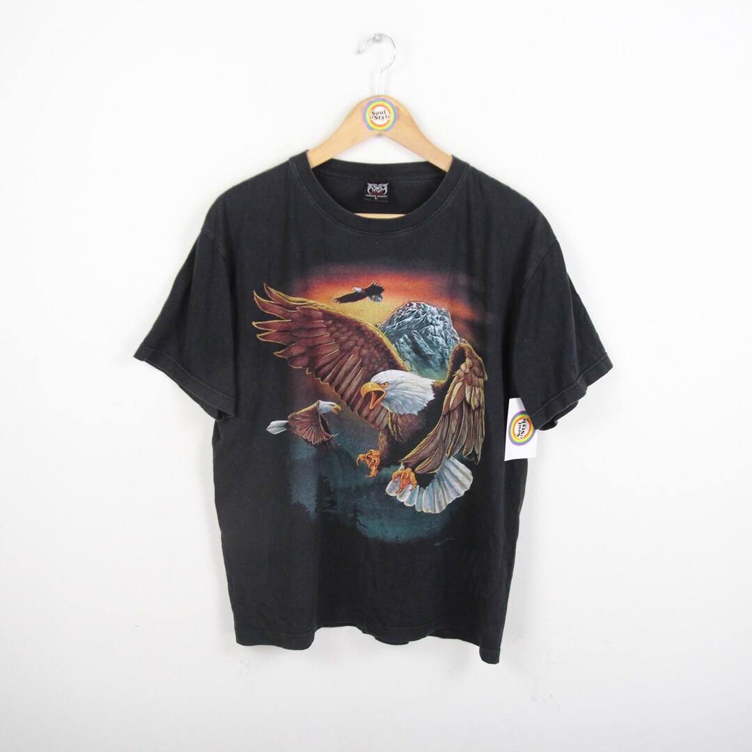 Vintage T-shirt Size L Rockvolution Eagle Motifs - Etsy
