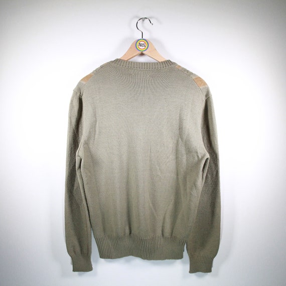 Vintage 80s Strickpullover Size S Suede Leather - image 4