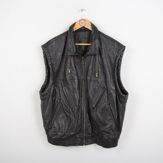 Vintage 90s Leather Vest Size XL Prince - Etsy