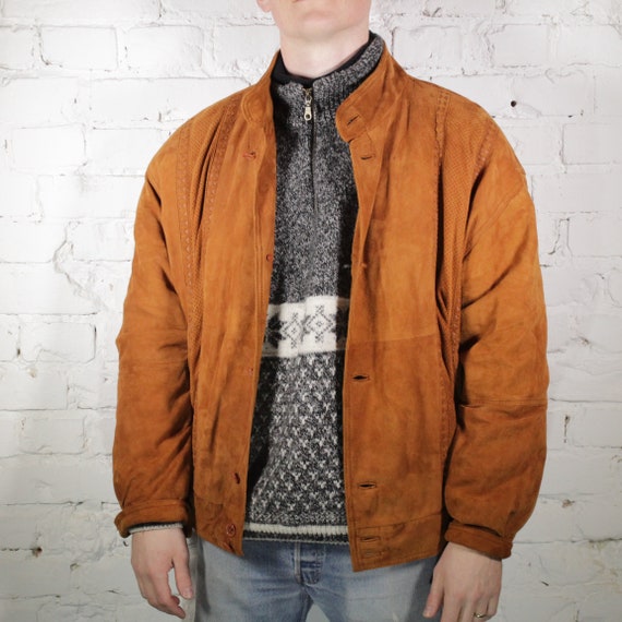 Vintage 80s 90s Suede Leather Blouson Cardigan Siz