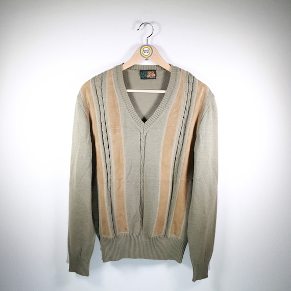 Vintage 80s Strickpullover Size S Suede Leather - image 1