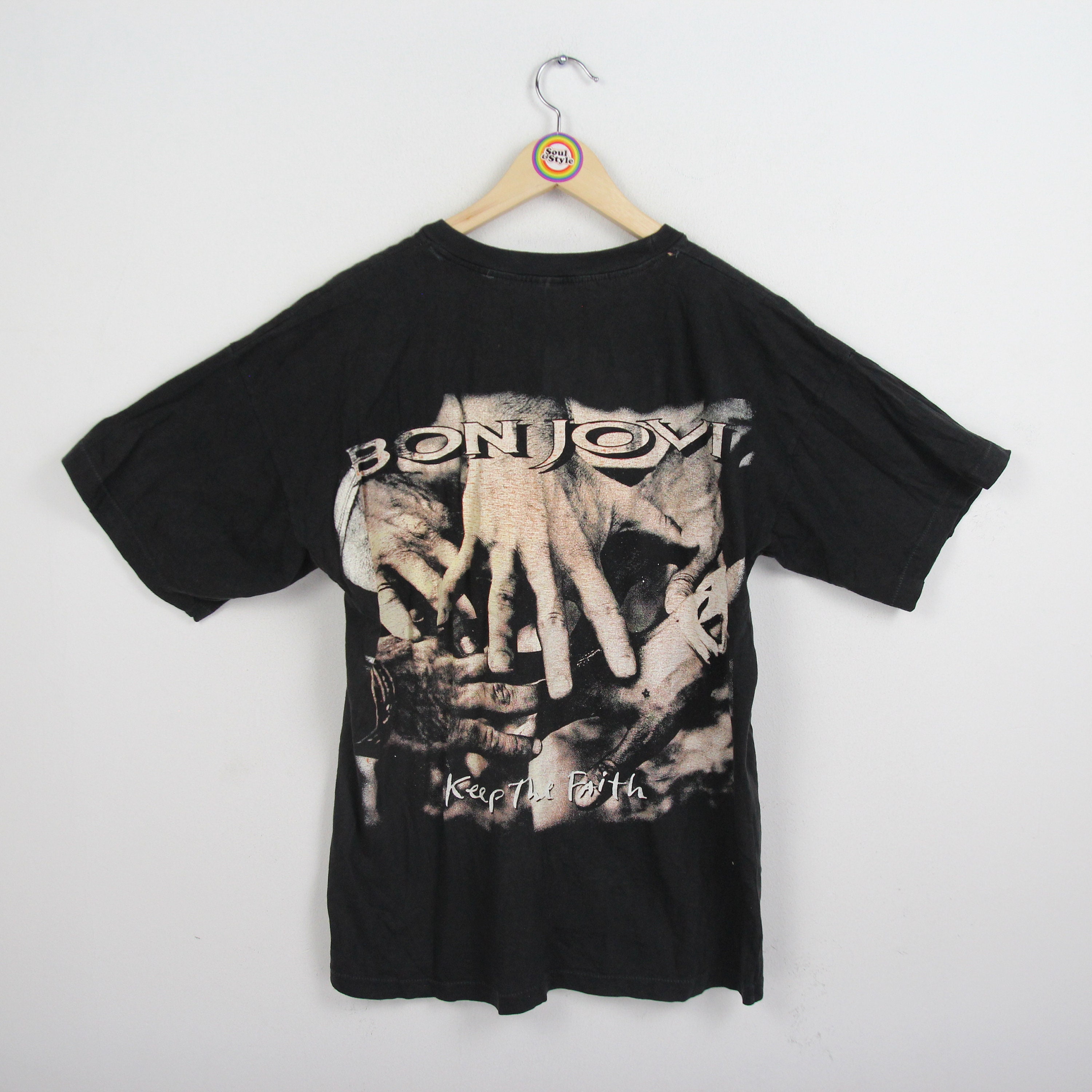 BON JOVI Keep the Faith Tシャツ Lサイズ Vintage T-shirt Size L Bon Jovi Keep the Faith 1992 - Etsy
