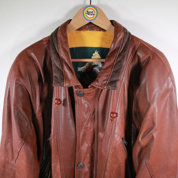 Vintage 80s 90s Leather Jacket Size XL El Gaucho - Etsy Norway