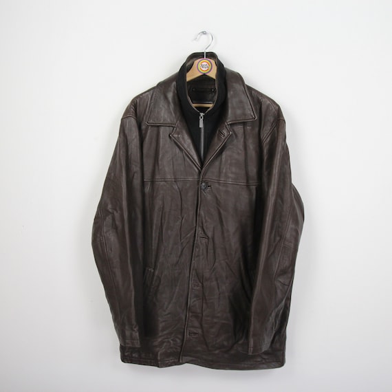 Vintage 80s 90s Leather Jacket Size L (52) Heine - Etsy