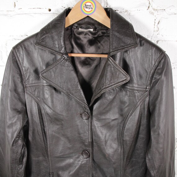 Vintage 80s 90s Leather Jacket Coat Size L (women's Size 42 Vintage 80s 90s Leather Jacket Coat Size L (women's Size 42