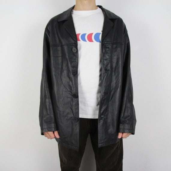 Vintage 80s 90s Giorgio leather coat size XL - image 4